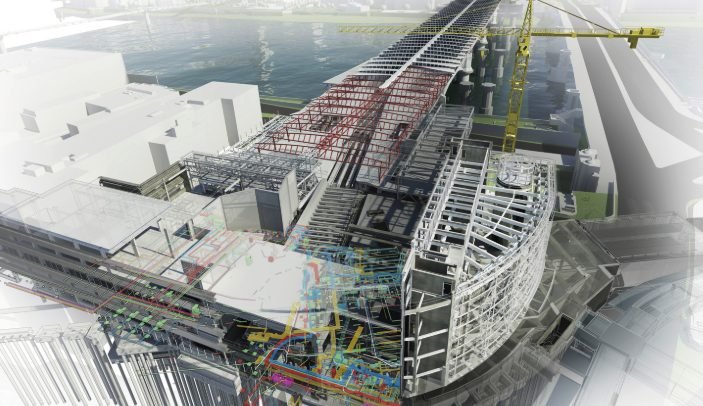 BIM-Modell eines Bauprojekts mit TGA-Installationen